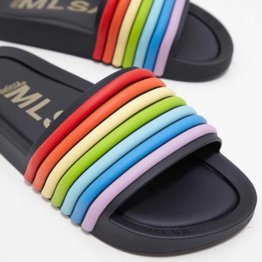 Melissa Beach '3db Rain' Slides In Black Multicol… - image 4